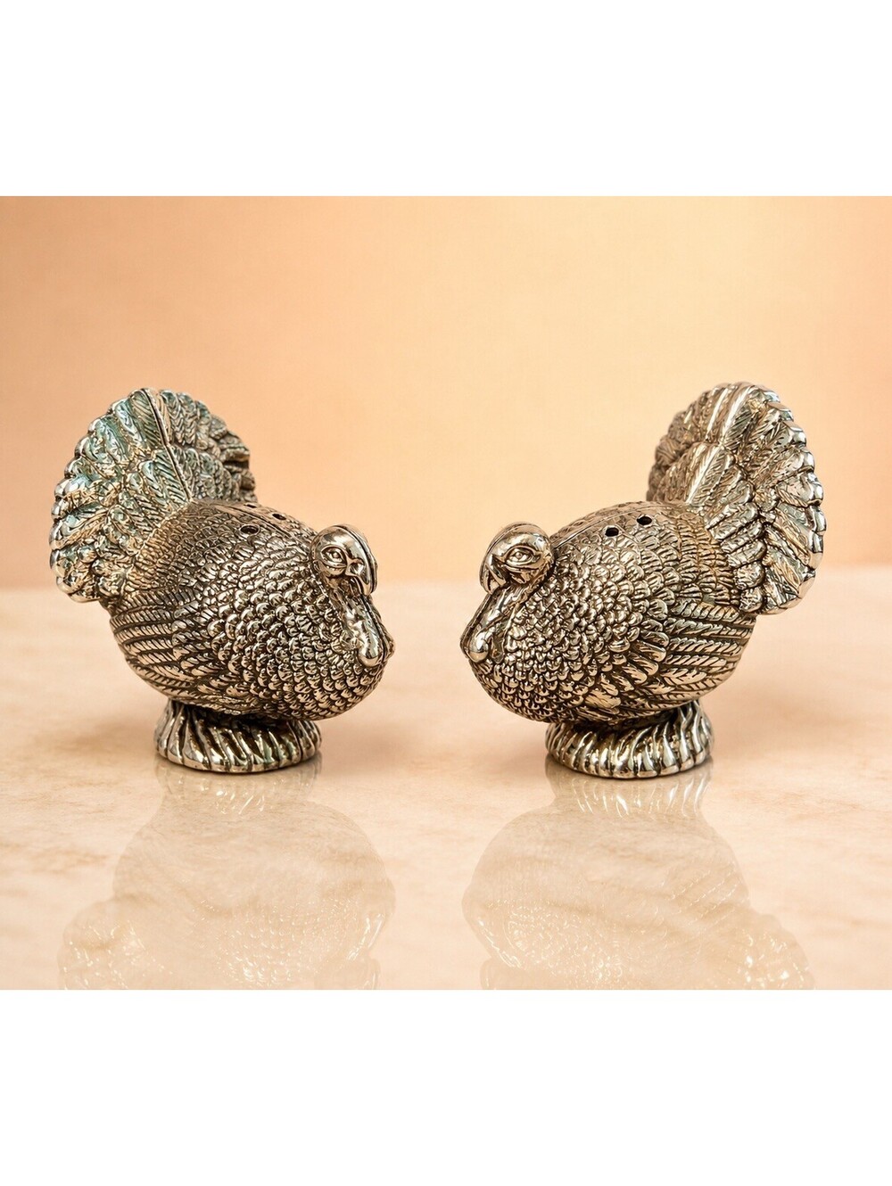 Vagabond House 2010s Set Of 2 Pewter Turkey Salt Pepper Shakers, 2x2"